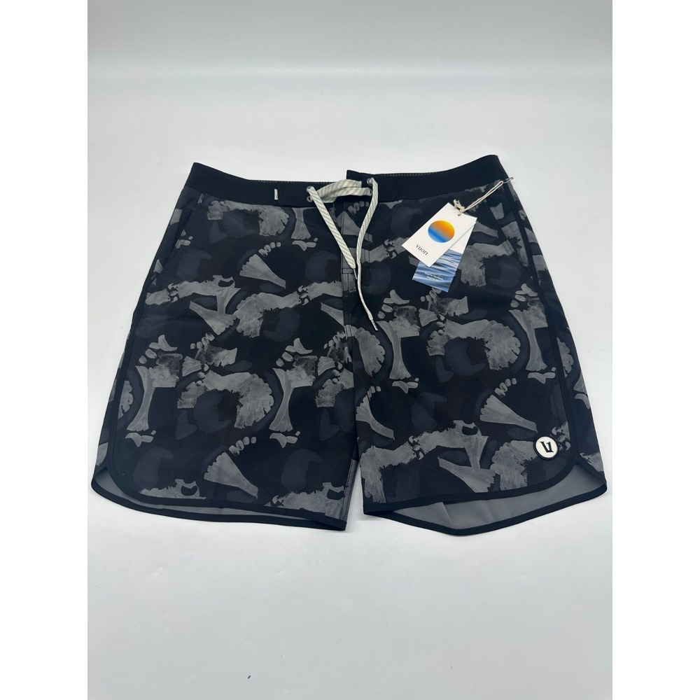 Vuori Cruise Board Shorts Black Abstract 8" Men's 34
